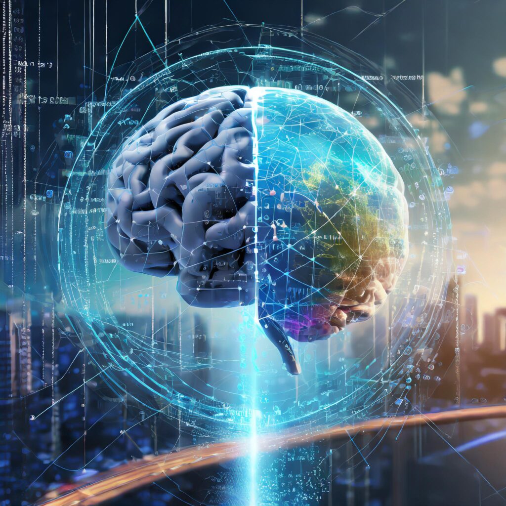 A brain using Data Management Solutions for business.